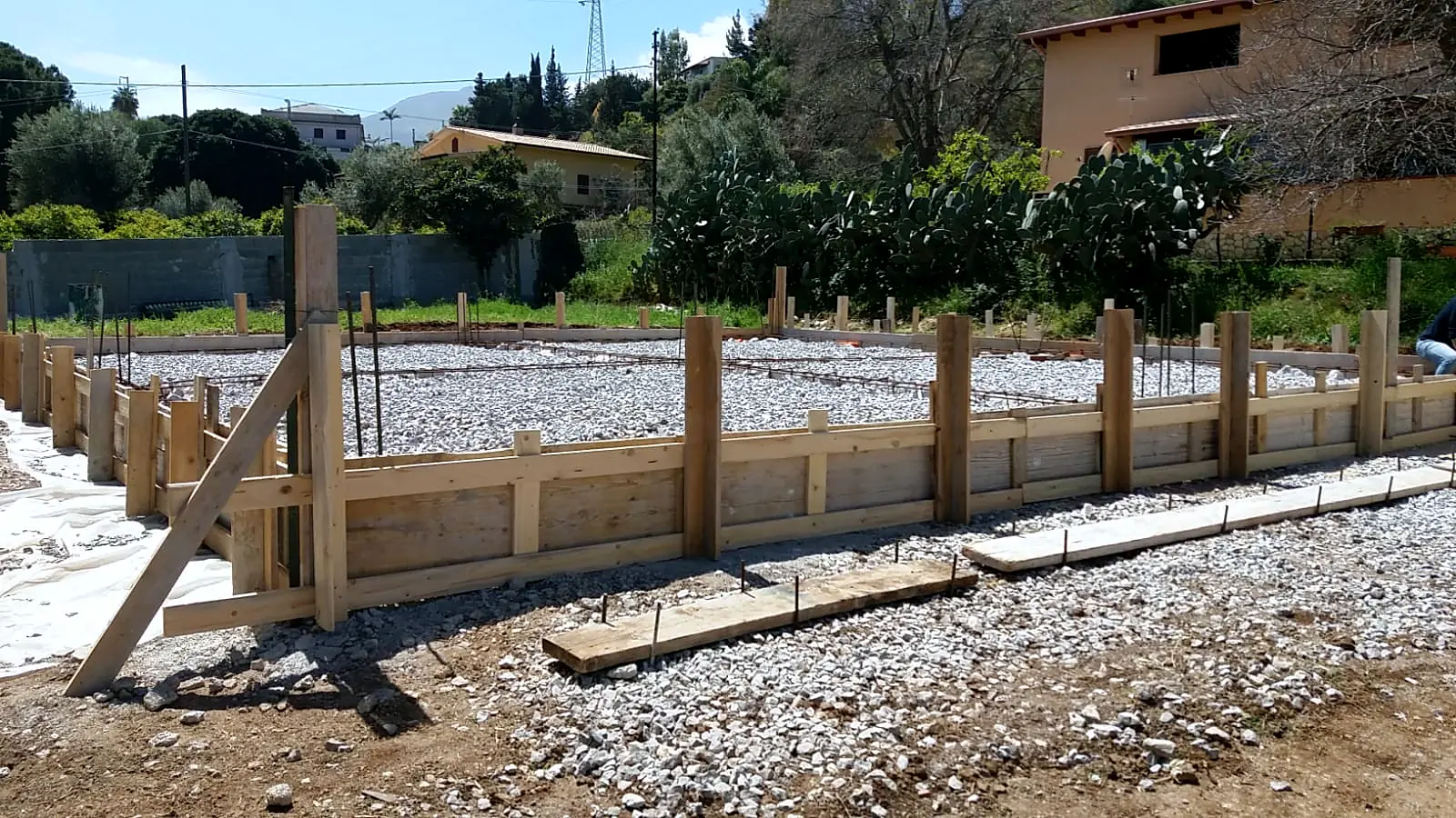 Casseforme in legno per le fondazioni di una villa